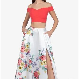 B. Darlan women’s long high slit Maxi floral skirt with pockets size 2